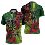 Canberra Raiders ANZAC Personalised Zipper Polo Shirt Lest We Forget Poppy Camo