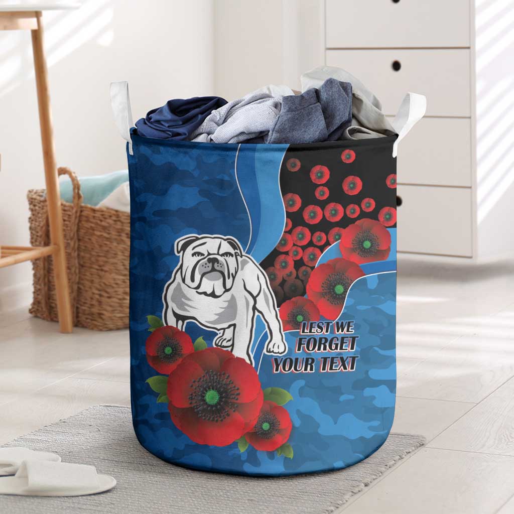 Canterbury-Bankstown Bulldogs ANZAC Personalised Laundry Basket Lest We Forget Poppy Camo