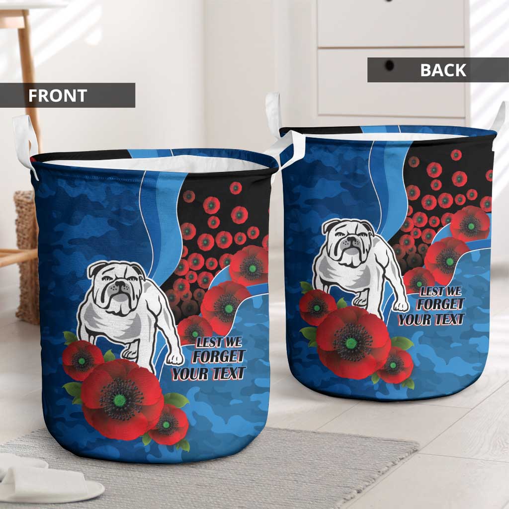 Canterbury-Bankstown Bulldogs ANZAC Personalised Laundry Basket Lest We Forget Poppy Camo