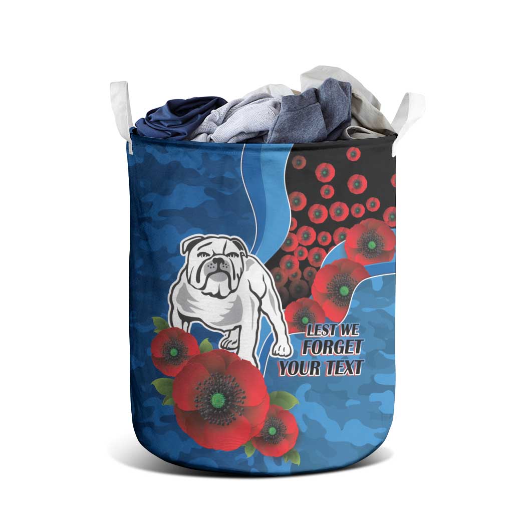 Canterbury-Bankstown Bulldogs ANZAC Personalised Laundry Basket Lest We Forget Poppy Camo