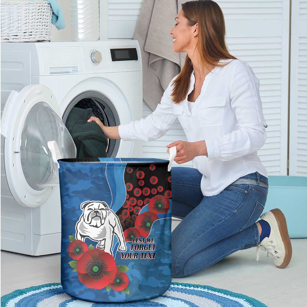 Canterbury-Bankstown Bulldogs ANZAC Personalised Laundry Basket Lest We Forget Poppy Camo