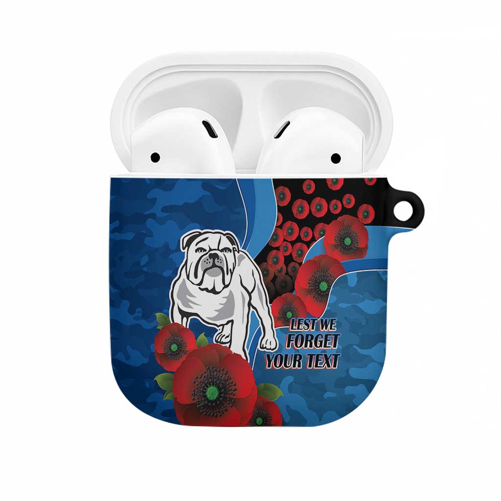 Canterbury-Bankstown Bulldogs ANZAC Personalised AirPods Case Lest We Forget Poppy Camo