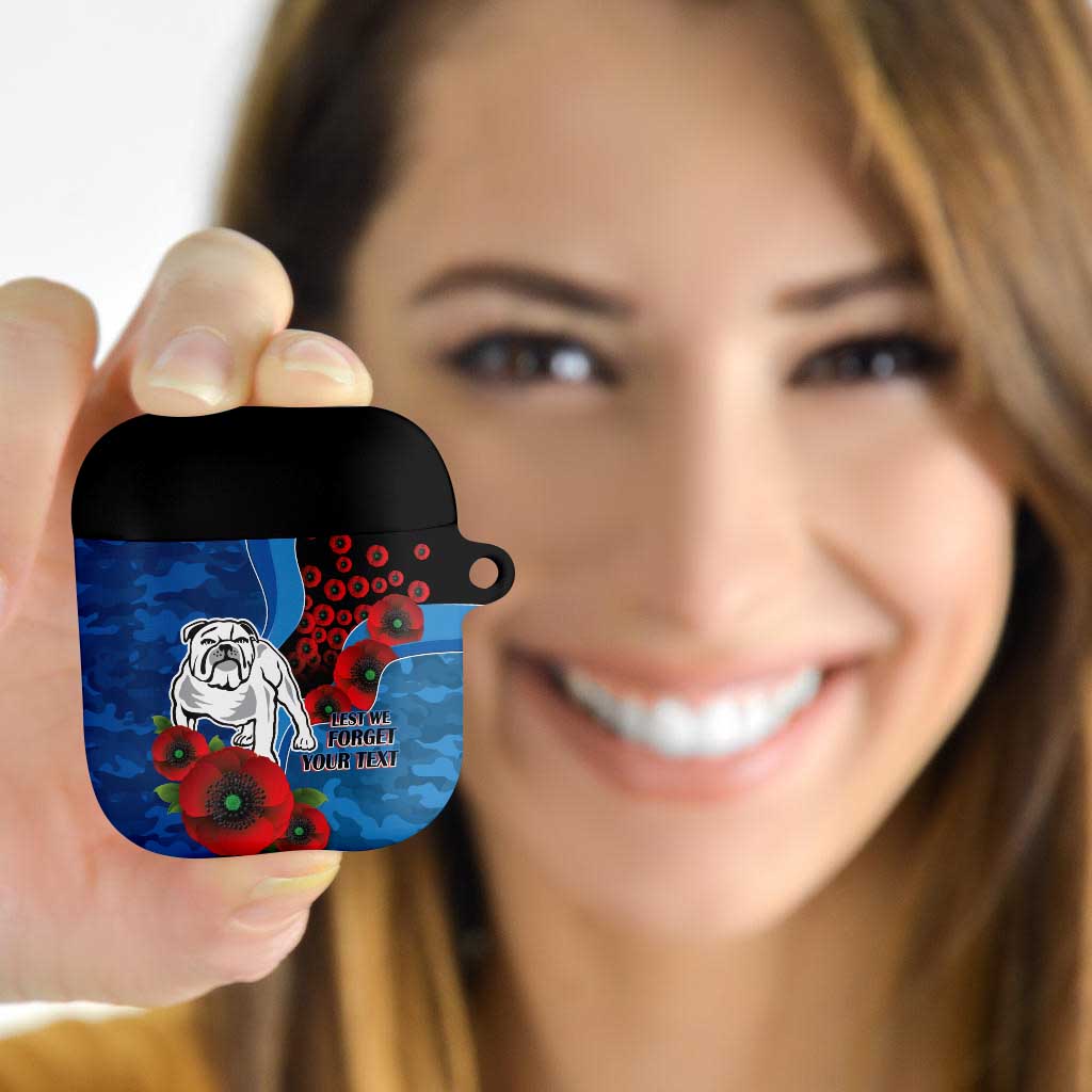Canterbury-Bankstown Bulldogs ANZAC Personalised AirPods Case Lest We Forget Poppy Camo