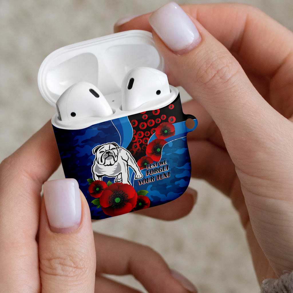 Canterbury-Bankstown Bulldogs ANZAC Personalised AirPods Case Lest We Forget Poppy Camo