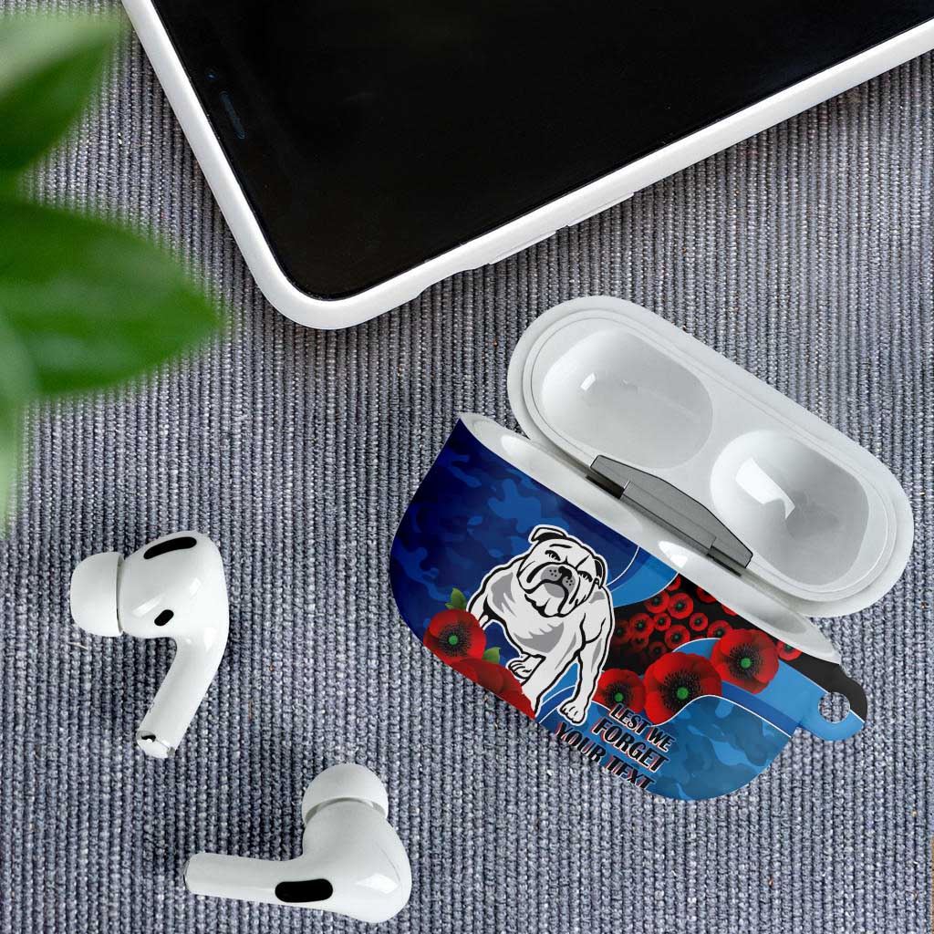 Canterbury-Bankstown Bulldogs ANZAC Personalised AirPods Case Lest We Forget Poppy Camo