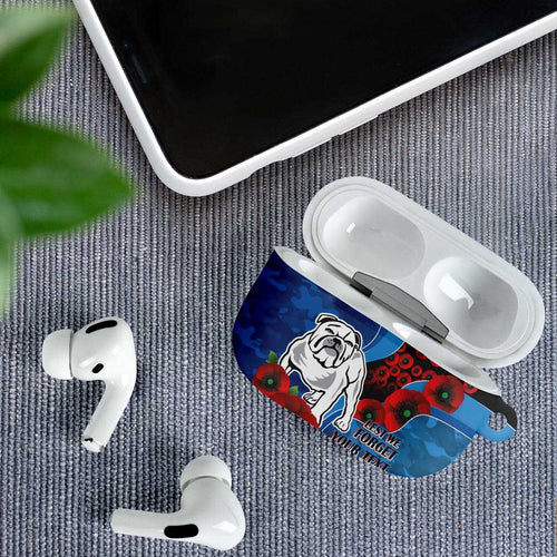 Canterbury-Bankstown Bulldogs ANZAC Personalised AirPods Case Lest We Forget Poppy Camo