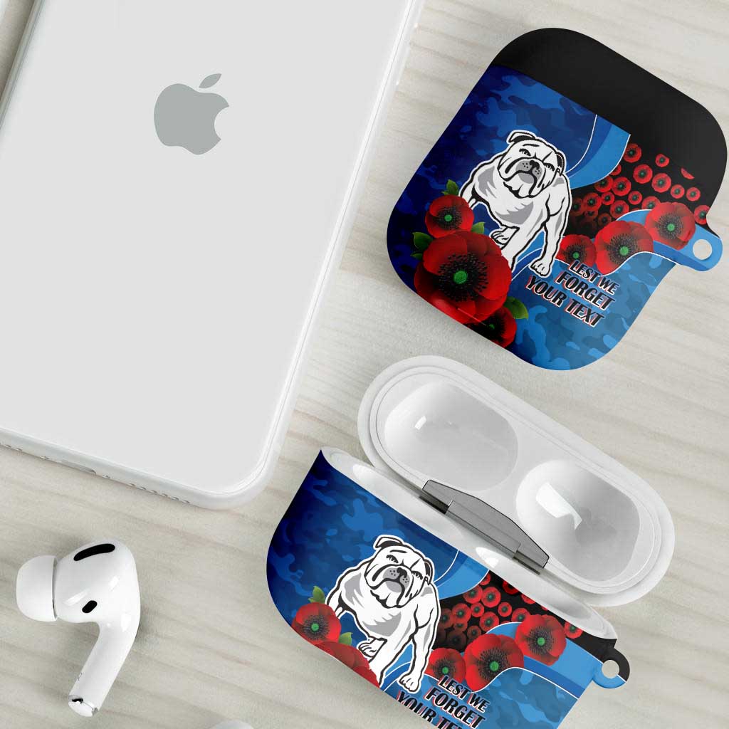 Canterbury-Bankstown Bulldogs ANZAC Personalised AirPods Case Lest We Forget Poppy Camo