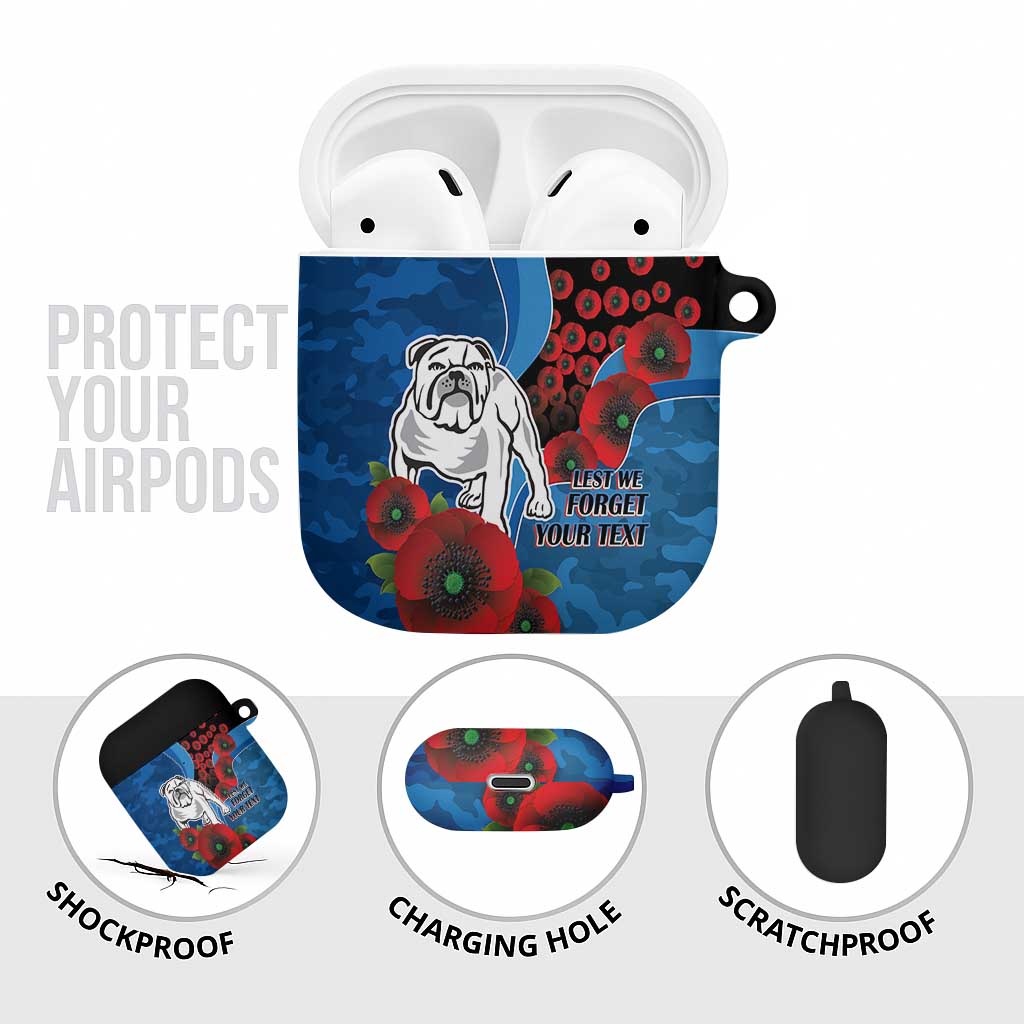 Canterbury-Bankstown Bulldogs ANZAC Personalised AirPods Case Lest We Forget Poppy Camo