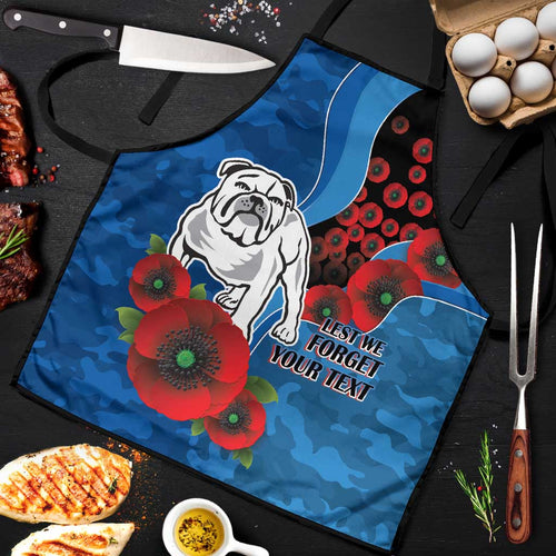 Canterbury-Bankstown Bulldogs ANZAC Personalised Apron Lest We Forget Poppy Camo
