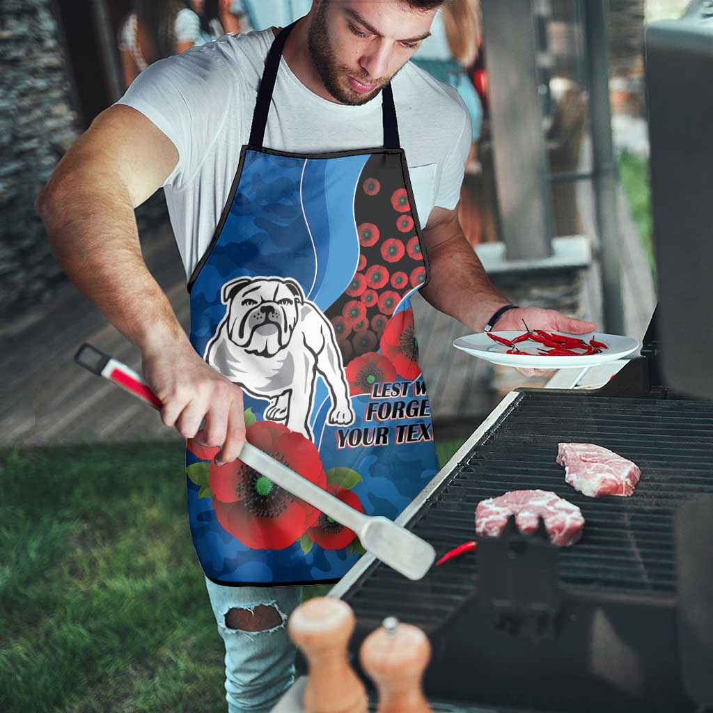 Canterbury-Bankstown Bulldogs ANZAC Personalised Apron Lest We Forget Poppy Camo