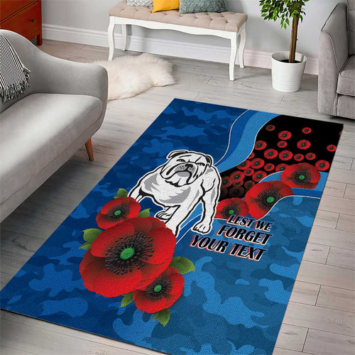 Canterbury-Bankstown Bulldogs ANZAC Personalised Area Rug Lest We Forget Poppy Camo