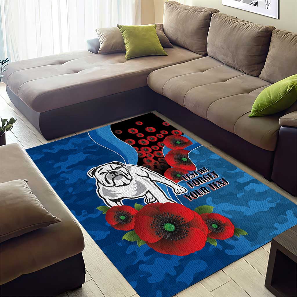 Canterbury-Bankstown Bulldogs ANZAC Personalised Area Rug Lest We Forget Poppy Camo