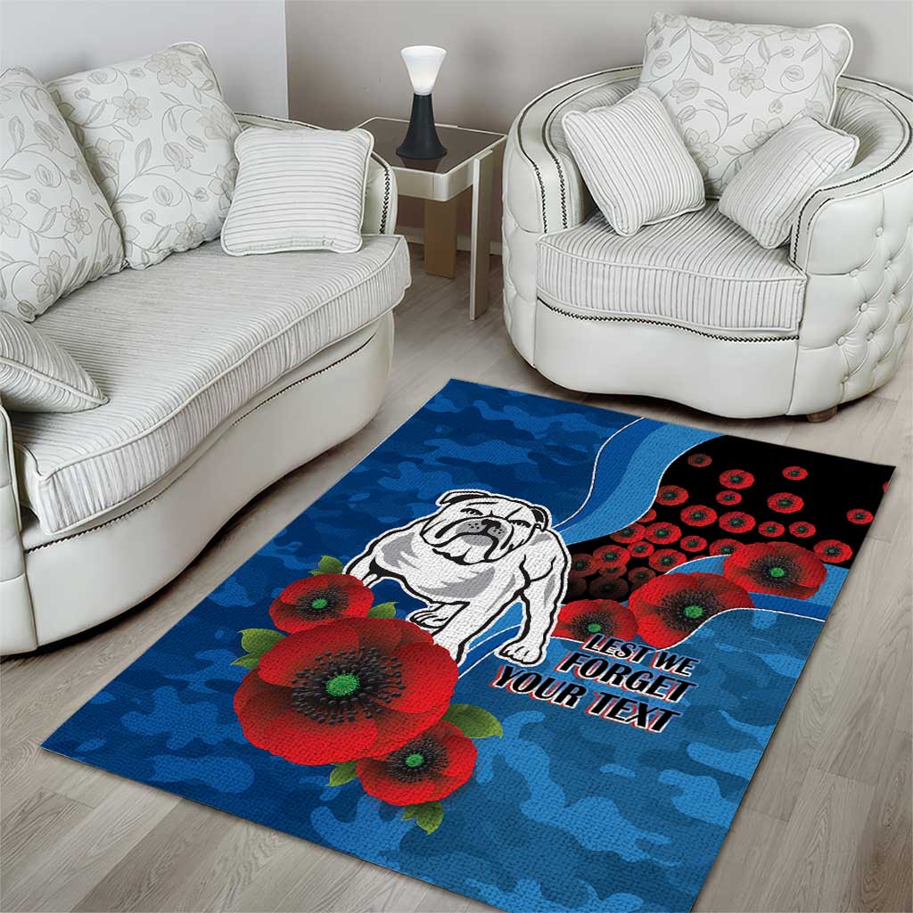 Canterbury-Bankstown Bulldogs ANZAC Personalised Area Rug Lest We Forget Poppy Camo