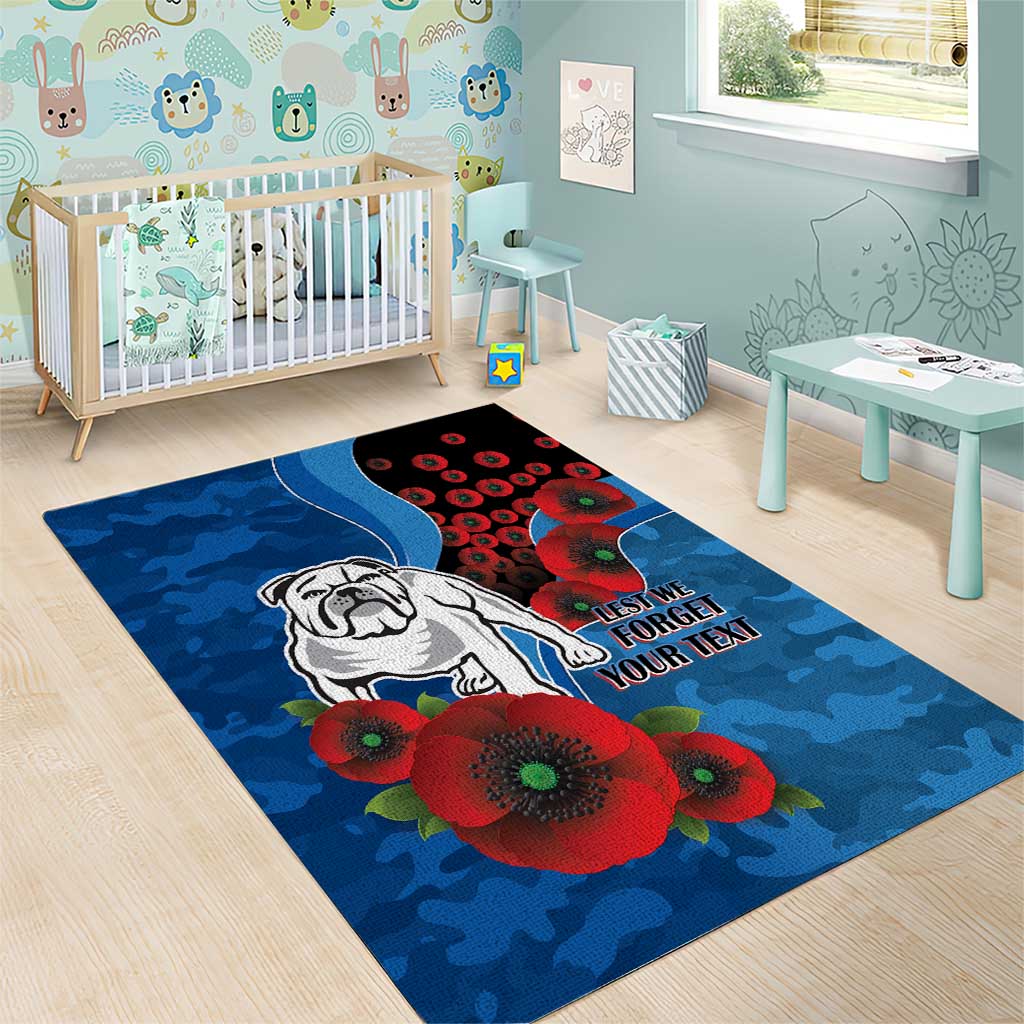 Canterbury-Bankstown Bulldogs ANZAC Personalised Area Rug Lest We Forget Poppy Camo