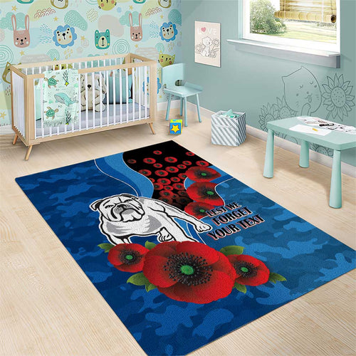 Canterbury-Bankstown Bulldogs ANZAC Personalised Area Rug Lest We Forget Poppy Camo