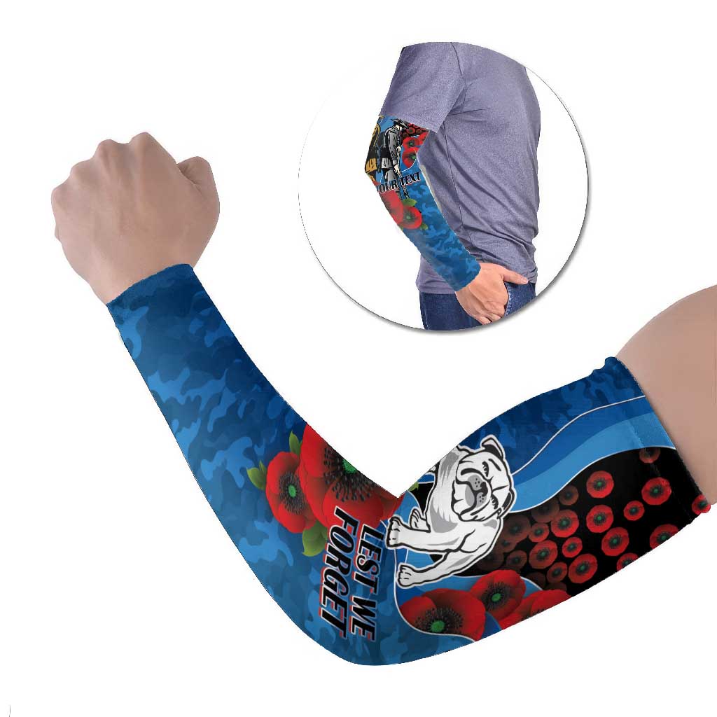 Canterbury-Bankstown Bulldogs ANZAC Personalised Arm Sleeves Lest We Forget Poppy Camo