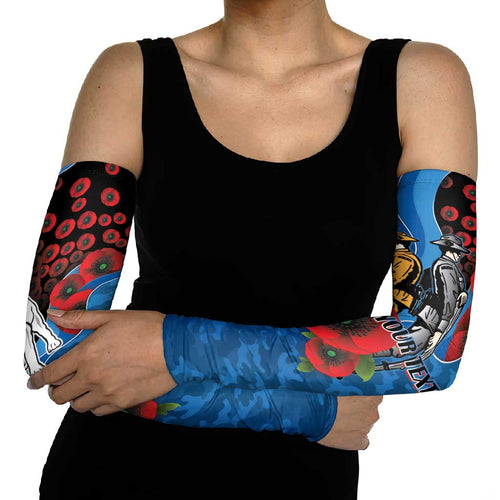 Canterbury-Bankstown Bulldogs ANZAC Personalised Arm Sleeves Lest We Forget Poppy Camo