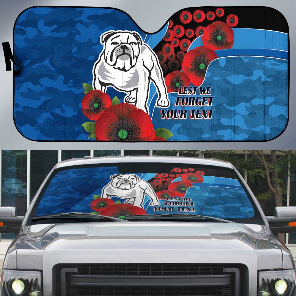 Canterbury-Bankstown Bulldogs ANZAC Personalised Auto Sun Shade Lest We Forget Poppy Camo