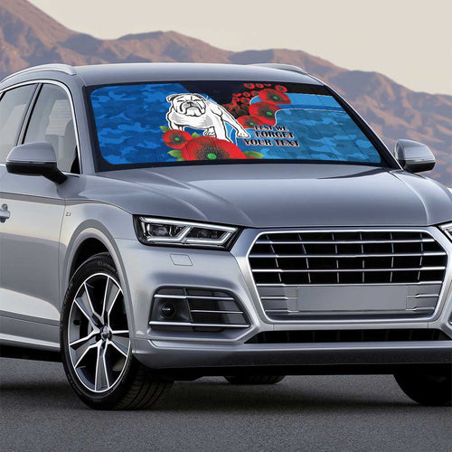 Canterbury-Bankstown Bulldogs ANZAC Personalised Auto Sun Shade Lest We Forget Poppy Camo