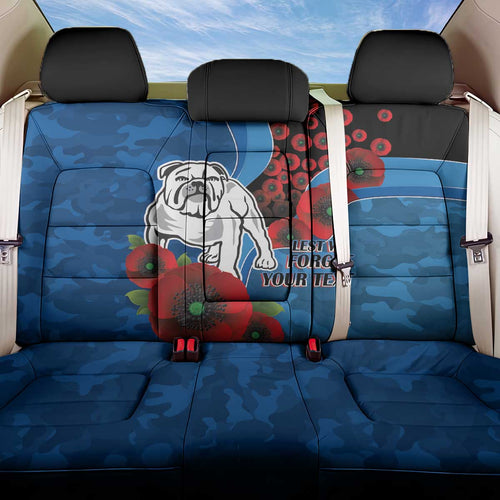 Canterbury-Bankstown Bulldogs ANZAC Personalised Back Car Seat Cover Lest We Forget Poppy Camo