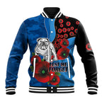 Canterbury-Bankstown Bulldogs ANZAC Personalised Baseball Jacket Lest We Forget Poppy Camo