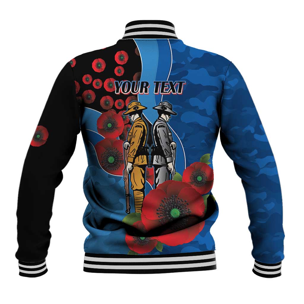 Canterbury-Bankstown Bulldogs ANZAC Personalised Baseball Jacket Lest We Forget Poppy Camo