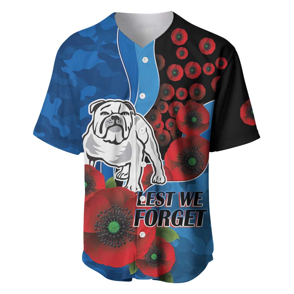 Canterbury-Bankstown Bulldogs ANZAC Personalised Baseball Jersey Lest We Forget Poppy Camo