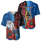 Canterbury-Bankstown Bulldogs ANZAC Personalised Baseball Jersey Lest We Forget Poppy Camo