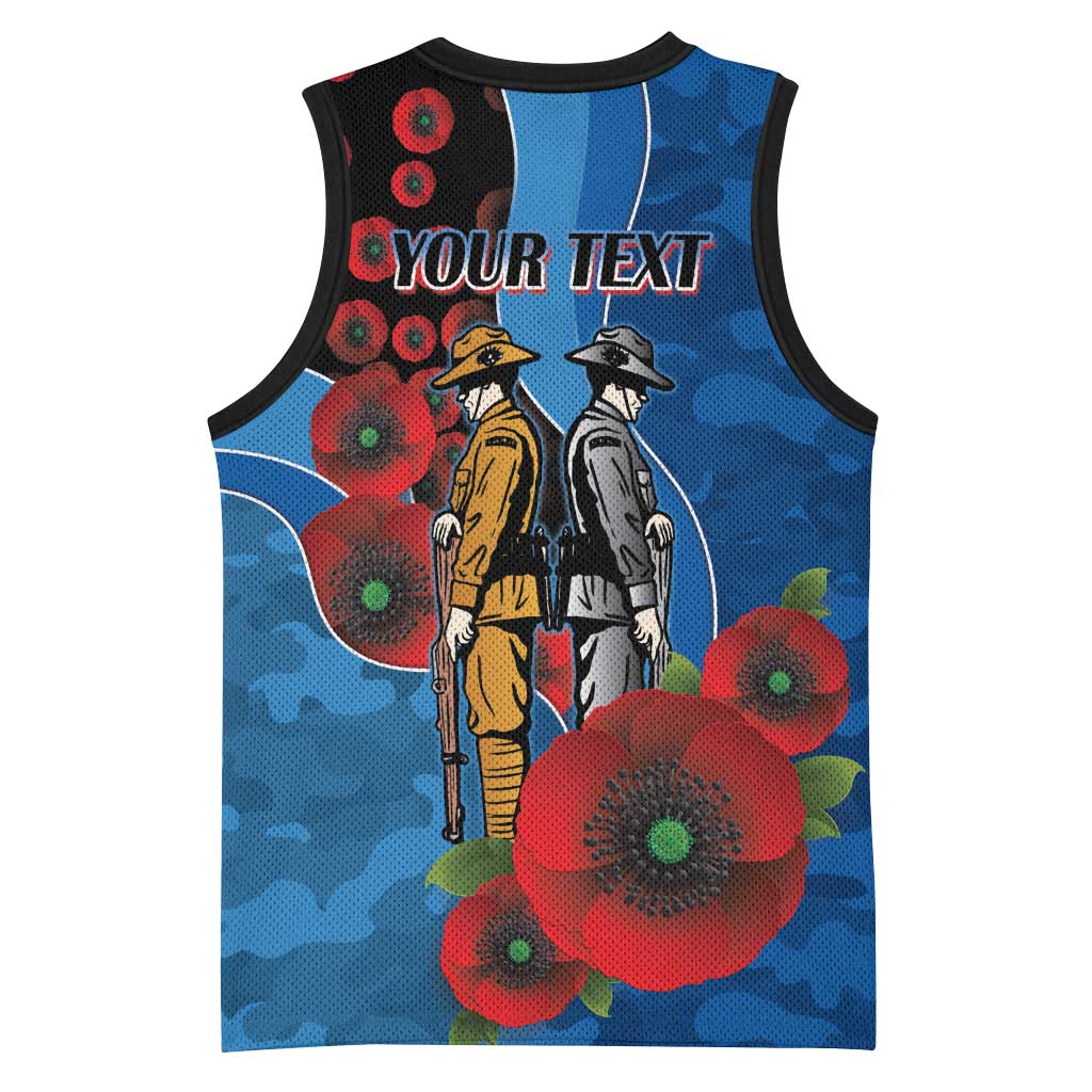 Canterbury-Bankstown Bulldogs ANZAC Personalised Basketball Jersey Lest We Forget Poppy Camo