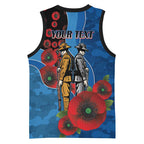 Canterbury-Bankstown Bulldogs ANZAC Personalised Basketball Jersey Lest We Forget Poppy Camo