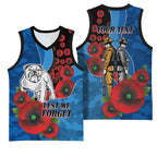Canterbury-Bankstown Bulldogs ANZAC Personalised Basketball Jersey Lest We Forget Poppy Camo