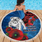 Canterbury-Bankstown Bulldogs ANZAC Personalised Beach Blanket Lest We Forget Poppy Camo