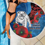 Canterbury-Bankstown Bulldogs ANZAC Personalised Beach Blanket Lest We Forget Poppy Camo