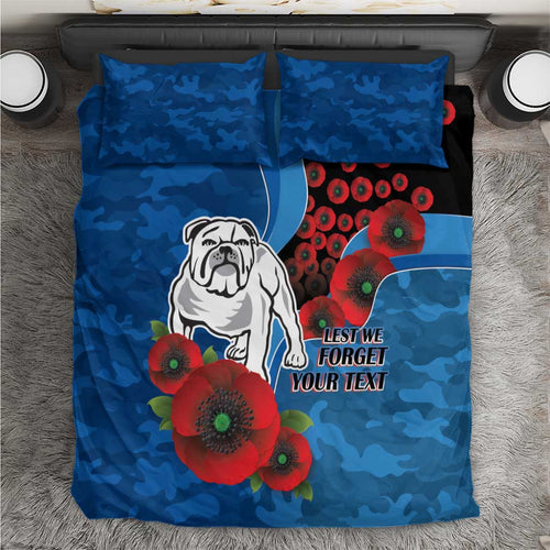 Canterbury-Bankstown Bulldogs ANZAC Personalised Bedding Set Lest We Forget Poppy Camo
