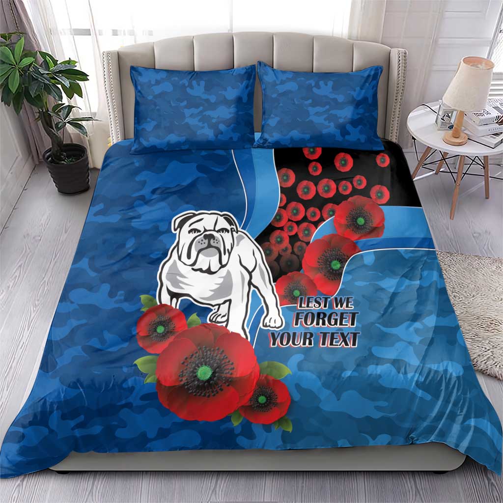 Canterbury-Bankstown Bulldogs ANZAC Personalised Bedding Set Lest We Forget Poppy Camo