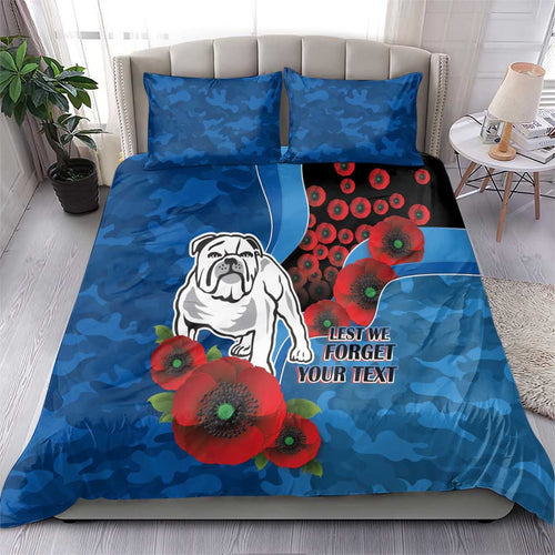 Canterbury-Bankstown Bulldogs ANZAC Personalised Bedding Set Lest We Forget Poppy Camo