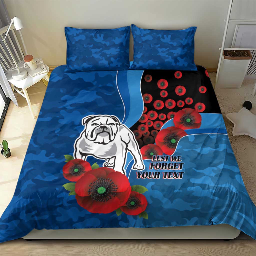 Canterbury-Bankstown Bulldogs ANZAC Personalised Bedding Set Lest We Forget Poppy Camo