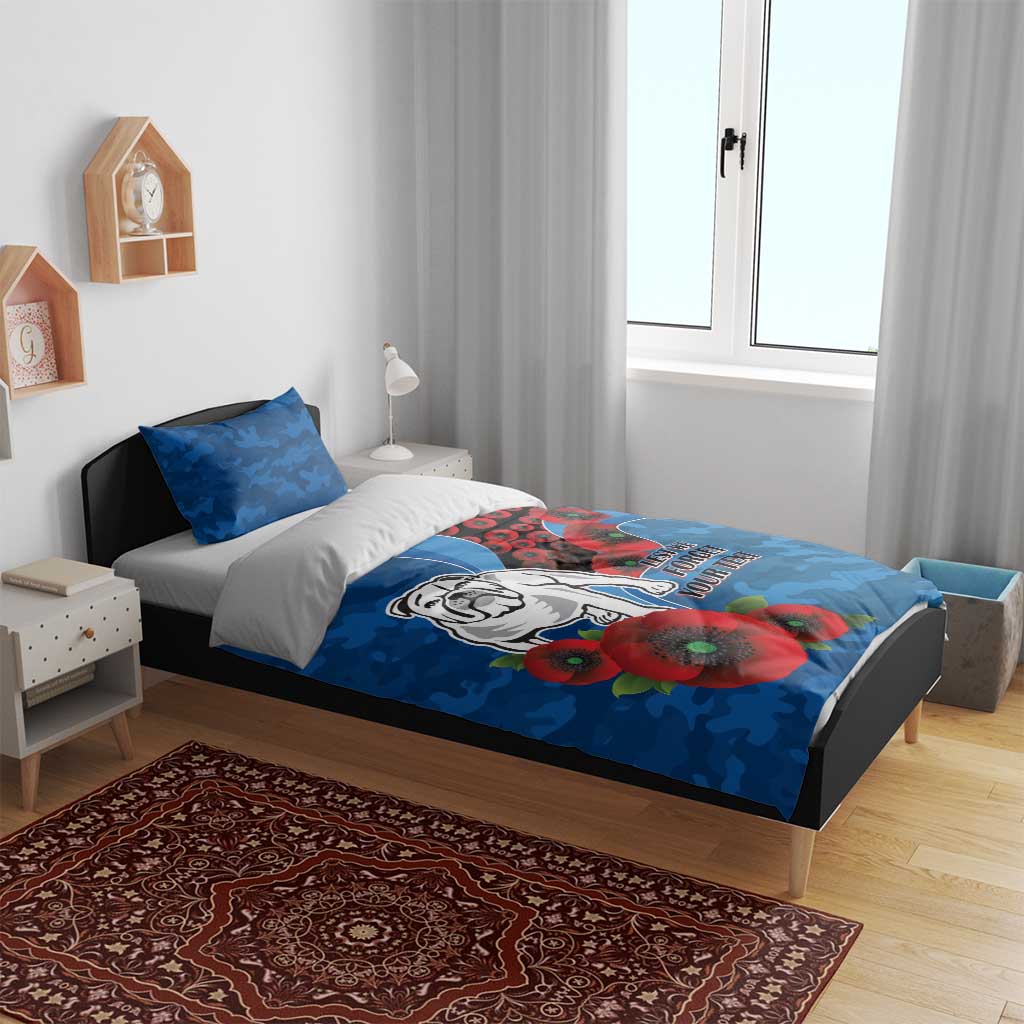 Canterbury-Bankstown Bulldogs ANZAC Personalised Bedding Set Lest We Forget Poppy Camo