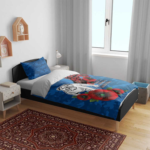 Canterbury-Bankstown Bulldogs ANZAC Personalised Bedding Set Lest We Forget Poppy Camo
