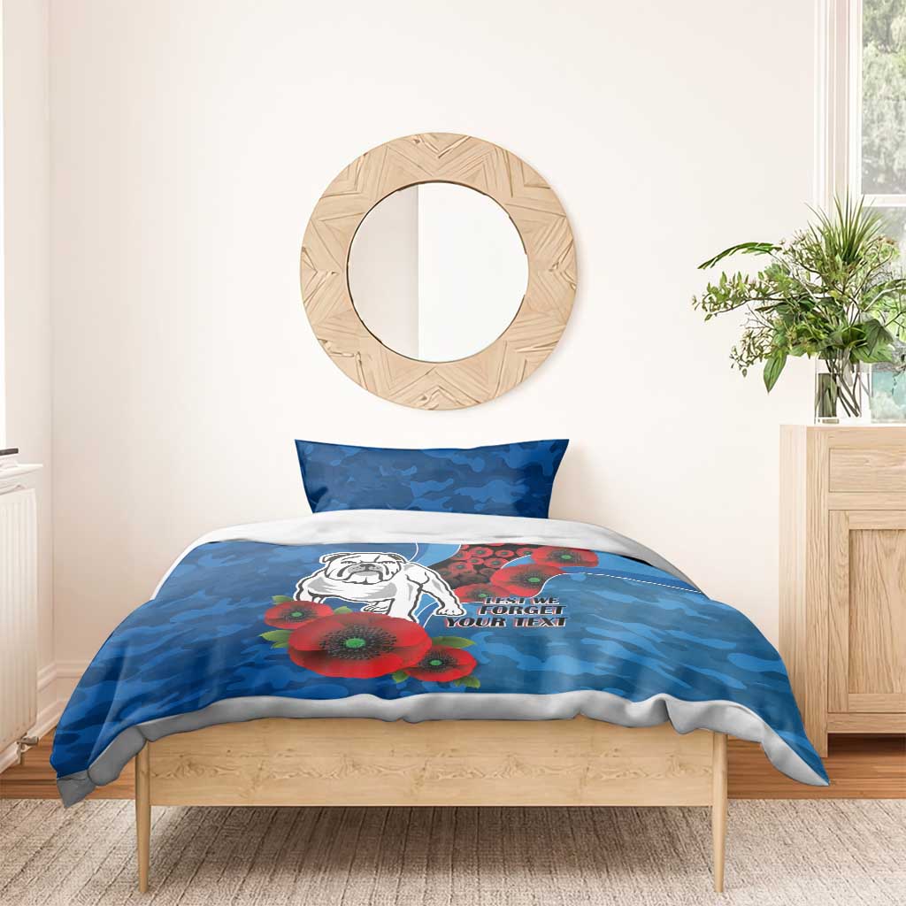Canterbury-Bankstown Bulldogs ANZAC Personalised Bedding Set Lest We Forget Poppy Camo