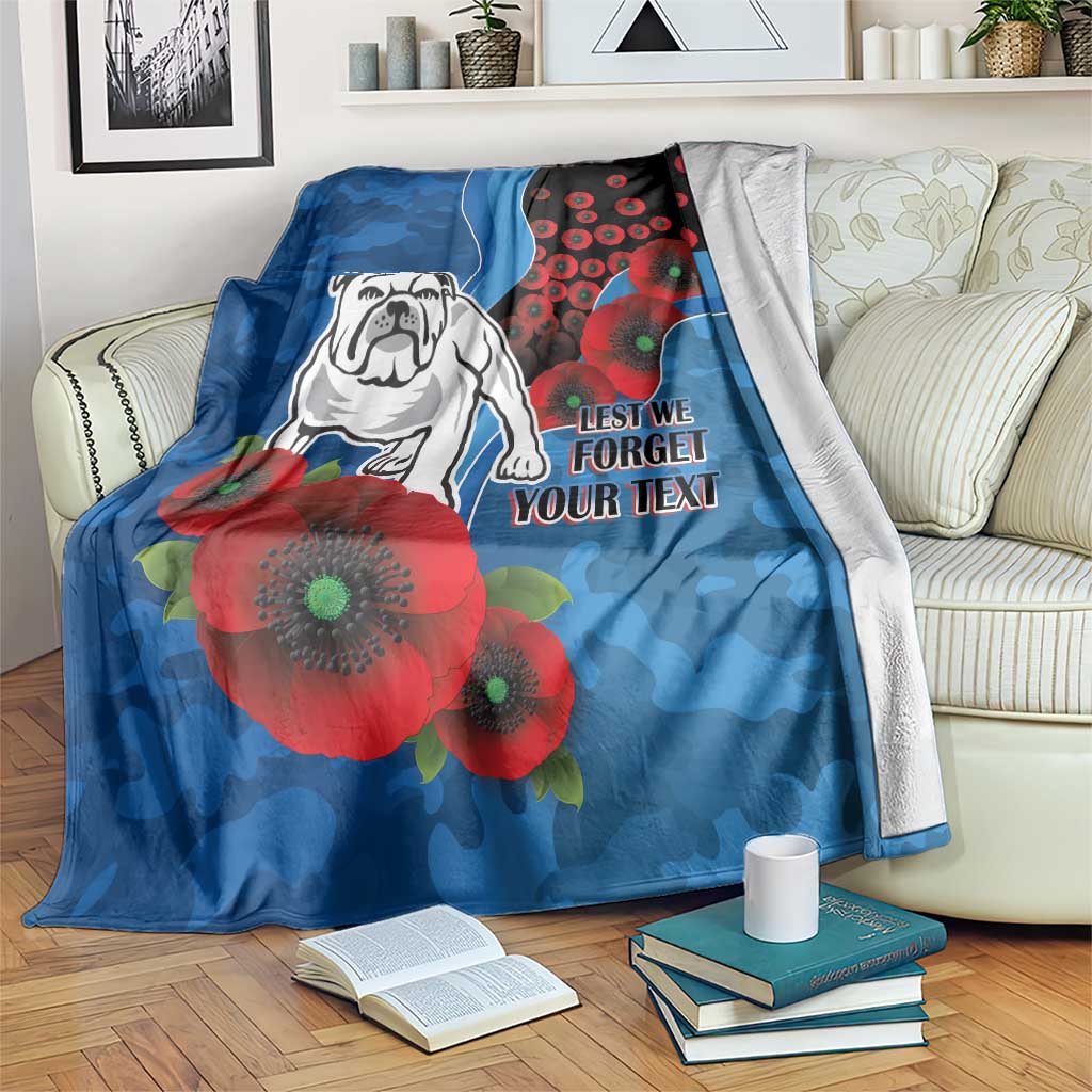 Canterbury-Bankstown Bulldogs ANZAC Personalised Blanket Lest We Forget Poppy Camo