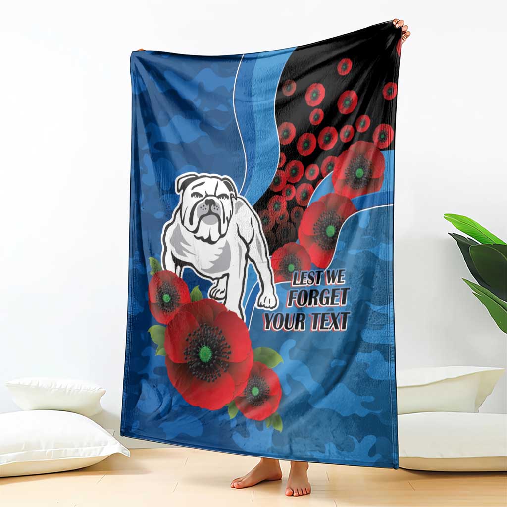 Canterbury-Bankstown Bulldogs ANZAC Personalised Blanket Lest We Forget Poppy Camo