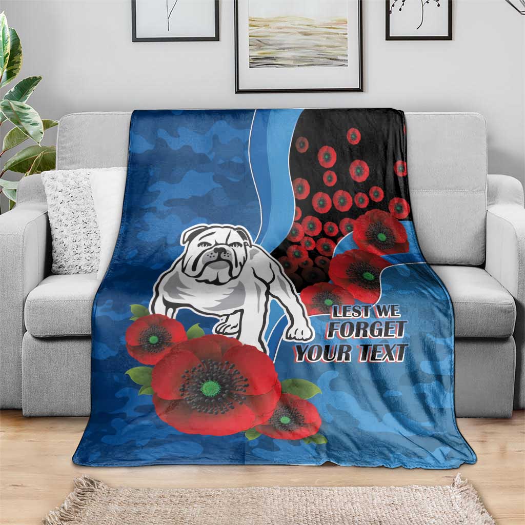 Canterbury-Bankstown Bulldogs ANZAC Personalised Blanket Lest We Forget Poppy Camo