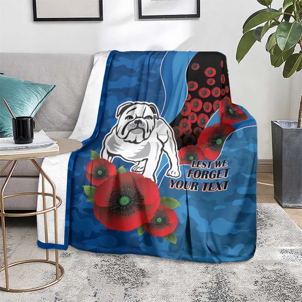 Canterbury-Bankstown Bulldogs ANZAC Personalised Blanket Lest We Forget Poppy Camo