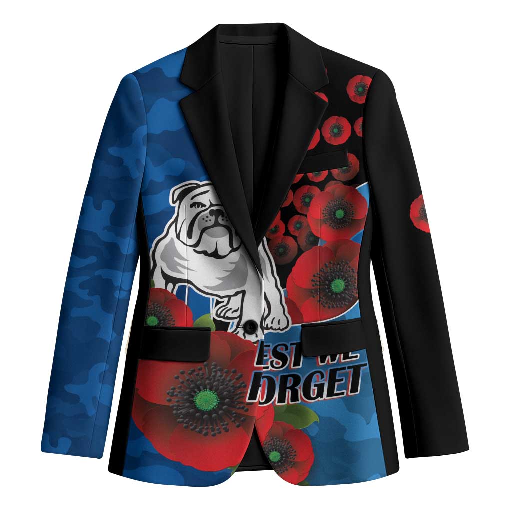 Canterbury-Bankstown Bulldogs ANZAC Personalised Blazer Lest We Forget Poppy Camo