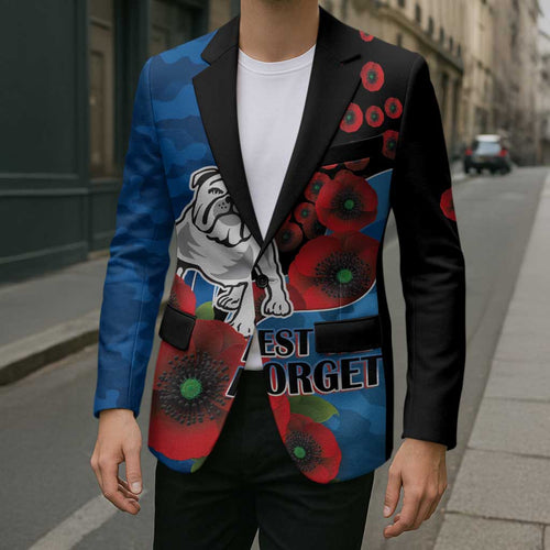 Canterbury-Bankstown Bulldogs ANZAC Personalised Blazer Lest We Forget Poppy Camo