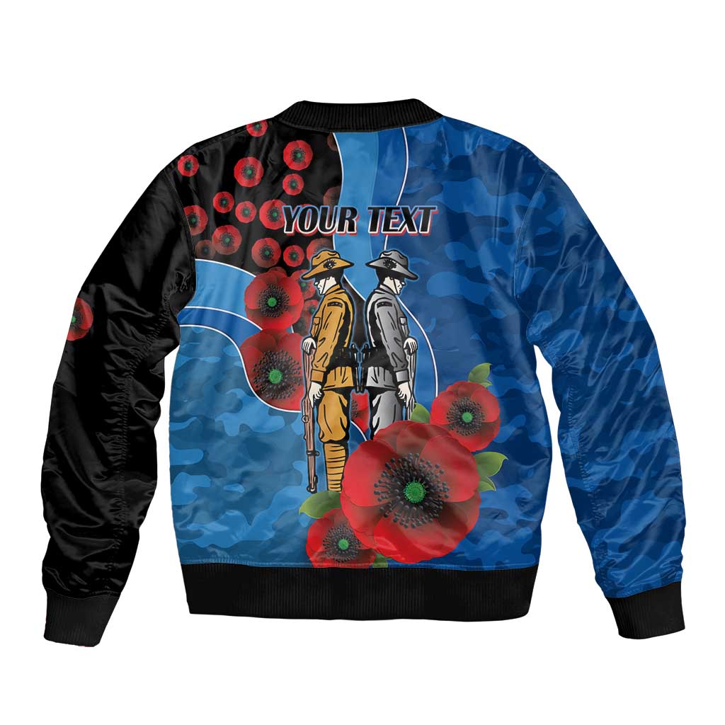 Canterbury-Bankstown Bulldogs ANZAC Personalised Bomber Jacket Lest We Forget Poppy Camo