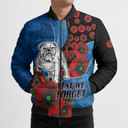 Canterbury-Bankstown Bulldogs ANZAC Personalised Bomber Puffer Jacket Lest We Forget Poppy Camo