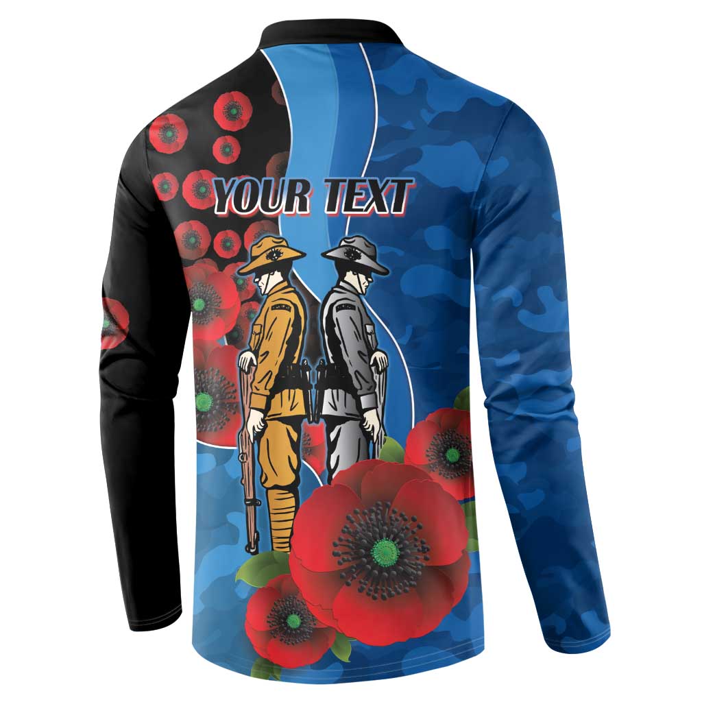 Canterbury-Bankstown Bulldogs ANZAC Personalised Button Sweatshirt Lest We Forget Poppy Camo