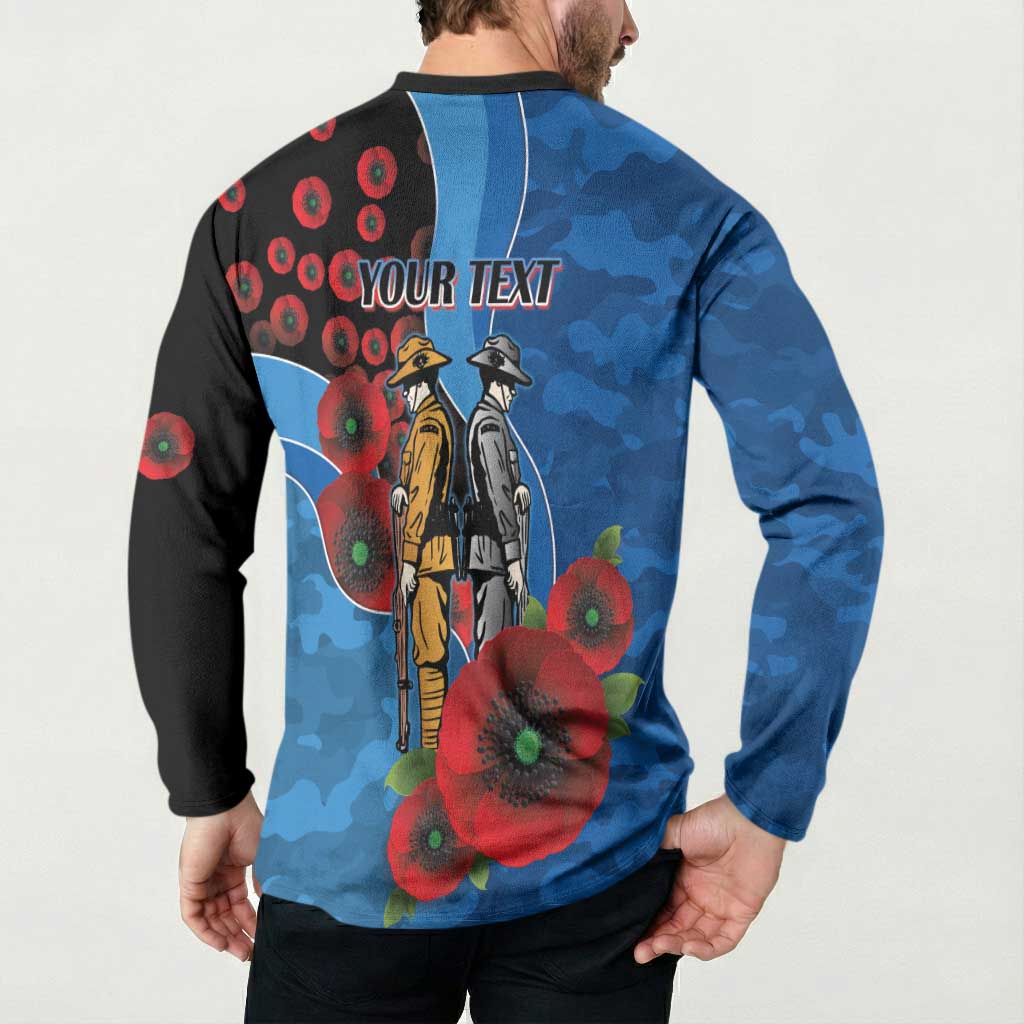 Canterbury-Bankstown Bulldogs ANZAC Personalised Button Sweatshirt Lest We Forget Poppy Camo